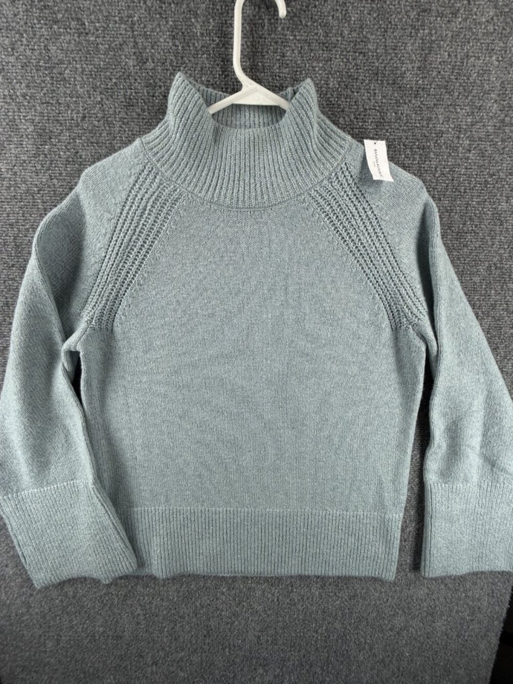 NWT Banana Republic Light Blue Mock Neck Knit Sweater XS Oversized Chunky Blend
